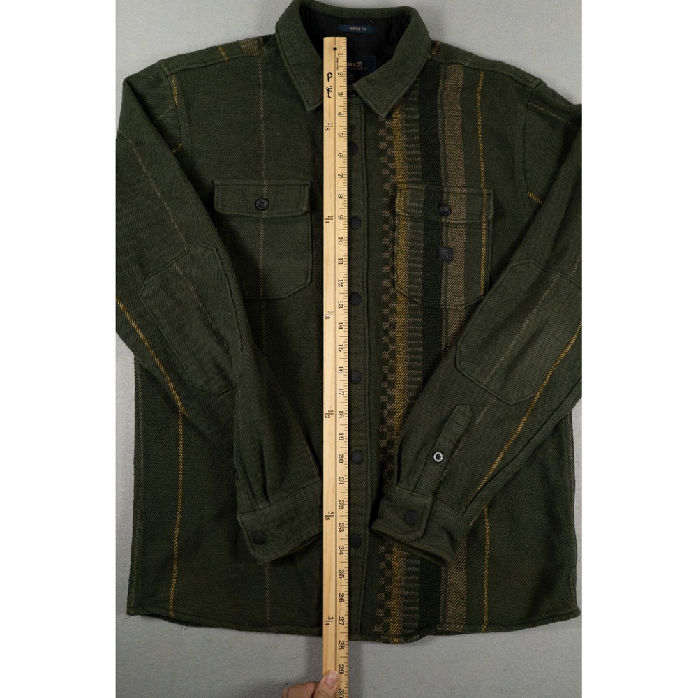 Roark Mens Flannel Shirt Classic Fit Southwestern Stripe Green Medium Cotton image 7